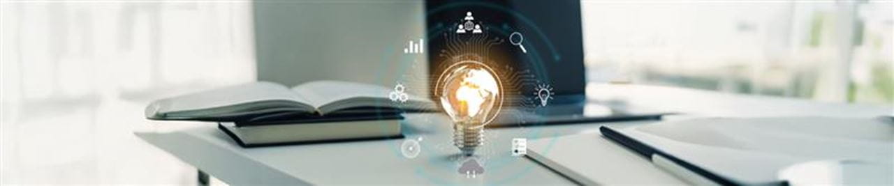 Light bulb with icons