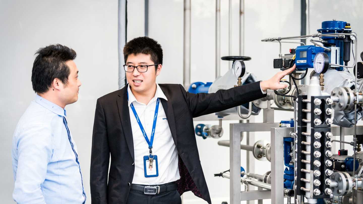 Customer and Spirax Saro Engineer in training centre