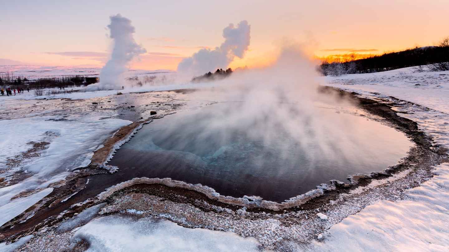 Geothermal area steaming boreholes