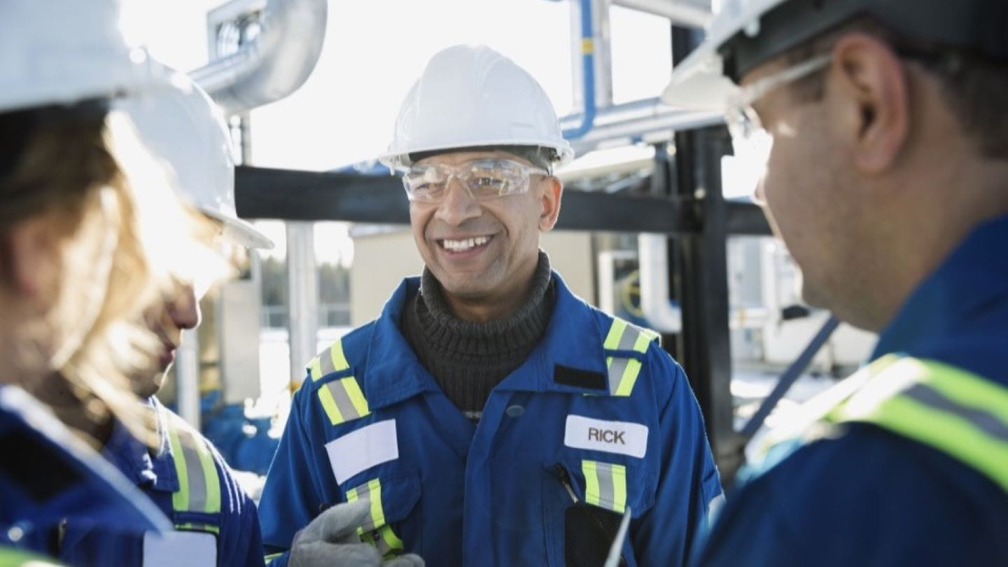 Group of engineers outside