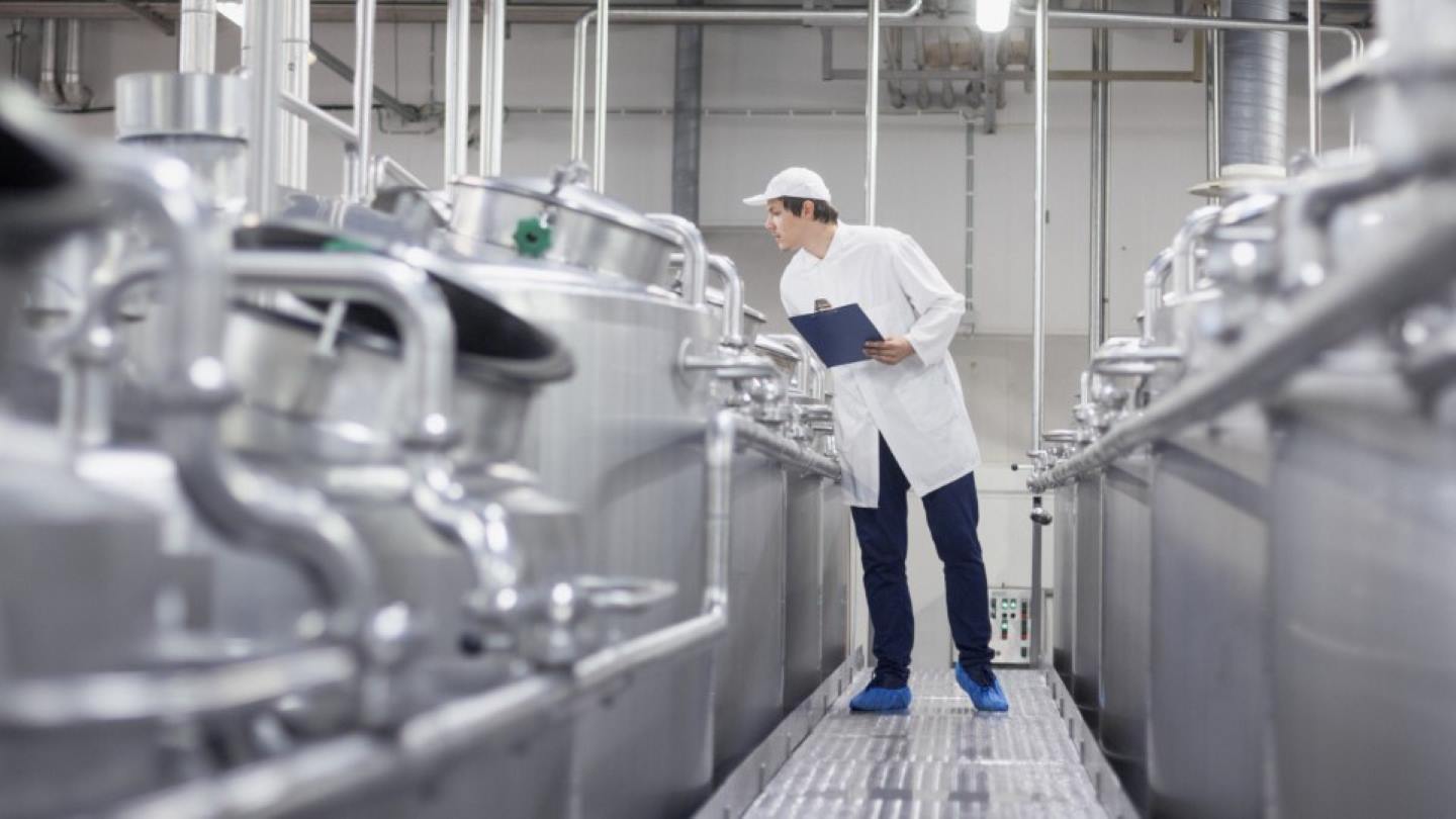 Engineer inspecting machinery