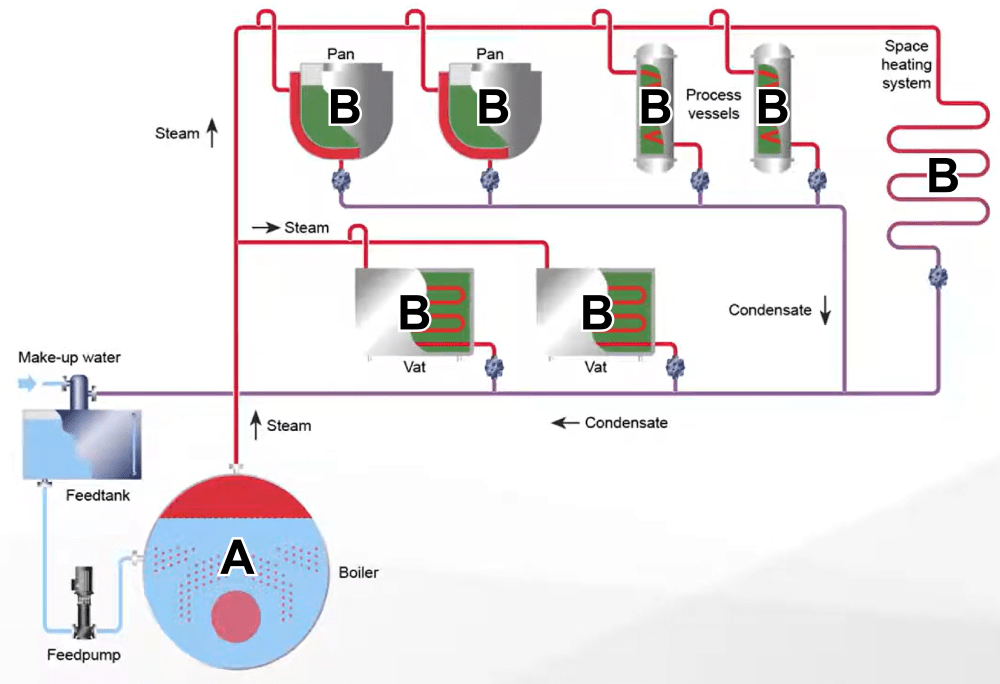 Steam condensate loop